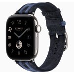 Apple Watch Hermes Series 12 42mm, трикотажный ремешок Rocabar Club синий
