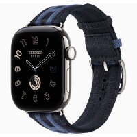 Apple Watch Hermes Series 12 42mm, трикотажный ремешок Rocabar Club синий