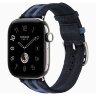 Apple Watch Hermes Series 12 42mm, трикотажный ремешок Rocabar Club синий