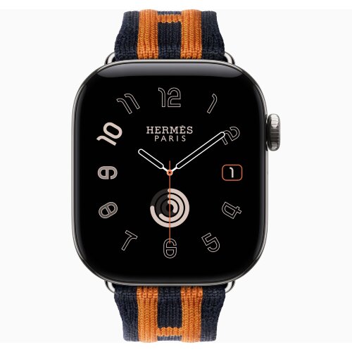 Apple Watch Hermes Series 12 42mm, трикотажный ремешок Rocabar Club синий