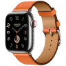 Apple Watch Hermes Series 10 42mm, классический кожаный оранжевый ремешок