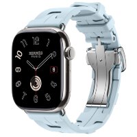 Apple Watch Hermes Series 10 46mm, спортивный ремешок Kilim светло-голубой