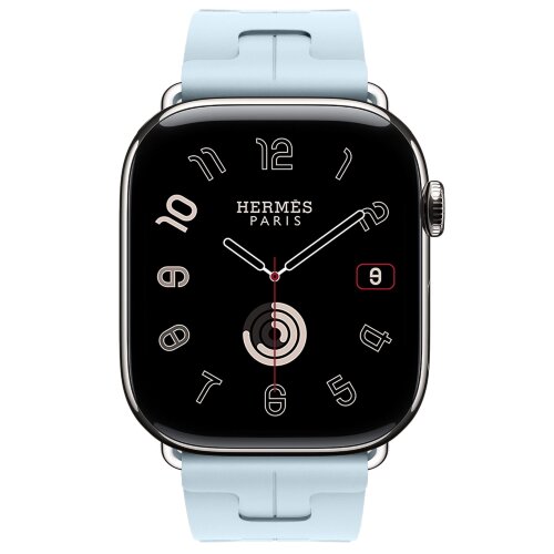 Apple Watch Hermes Series 10 46mm, спортивный ремешок Kilim светло-голубой