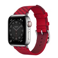 Apple Watch Series 6 Hermes 40 мм, яркий ремешок из текстиля красный с бордовым