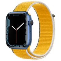 Apple Watch Series 7 45 мм, синий алюминий, спортивный браслет Ярко-жёлтый