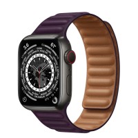 Apple Watch Series 7 41 мм чёрный Титан, кожаный ремешок «Тёмная вишня»