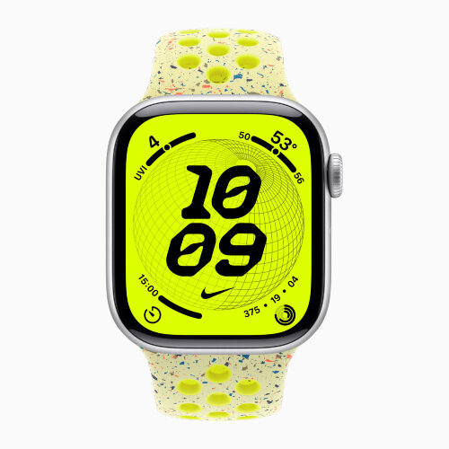 Apple Watch Series 11 42mm, Silver Aluminum Case with Nike Sport Band - Volt Splash