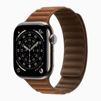 Apple Watch Series 11 42mm, Natural Titanium Case with Magnetic Link - Caramel