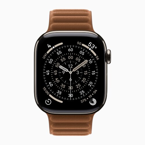 Apple Watch Series 11 42mm, Natural Titanium Case with Magnetic Link - Caramel