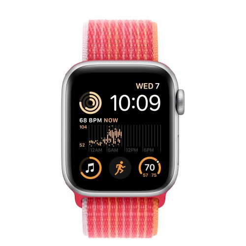 Apple Watch SE (2022) 40mm, Silver Aluminum Case with Sport Loop - Red