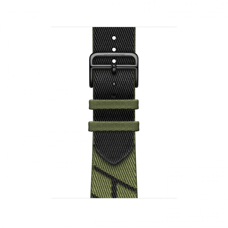 Текстильный ремешок из нейлона 42mm Hermès для Apple Watch - Веронезийский Зеленый/Черный