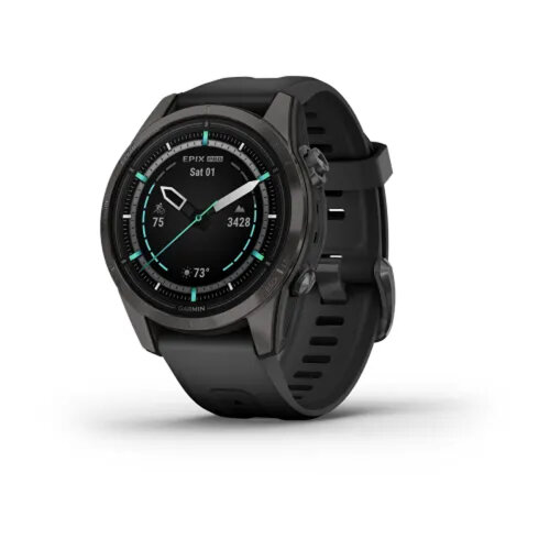 Умные часы Garmin Epix Pro (Gen 2) 42mm, Sapphire Edition,Carbon Gray DLC Titanium, Black Band