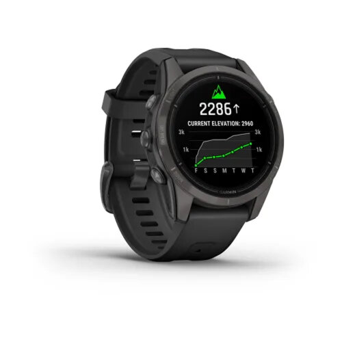 Умные часы Garmin Epix Pro (Gen 2) 42mm, Sapphire Edition,Carbon Gray DLC Titanium, Black Band