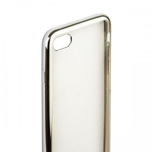 Чехол силиконовый для iPhone 8 и 7 супертонкий с серебристым ободком