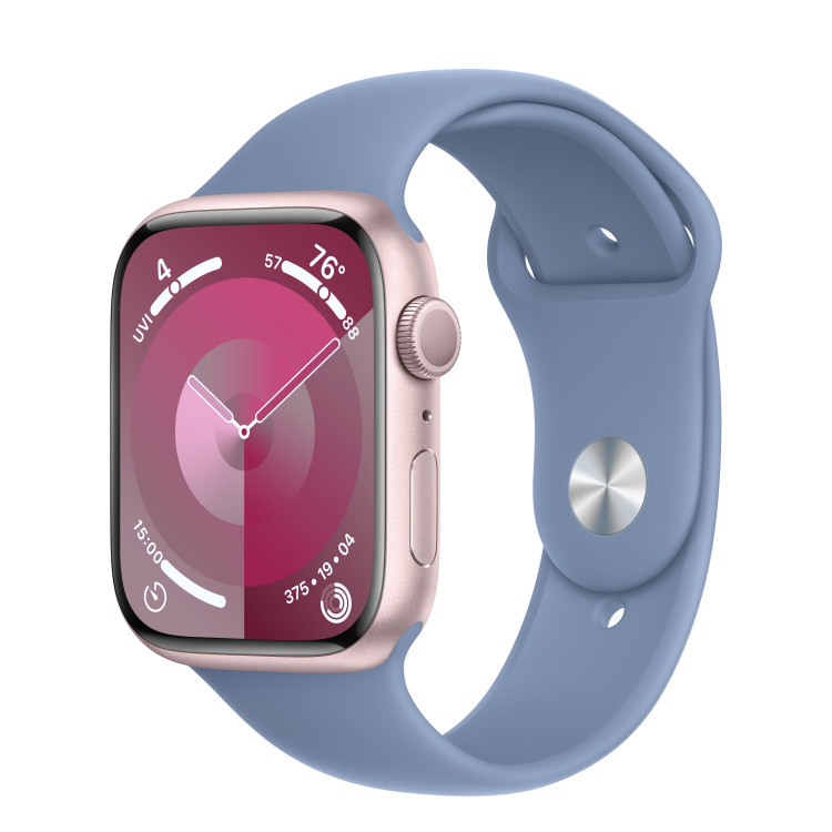 Apple Watch 9 Aluminum Pink 41mm Winter Blue band