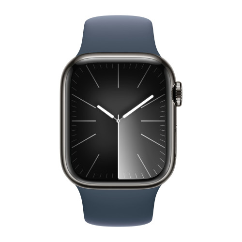 Apple Watch Series 9 41mm, Graphite Stainless Steel Case with Sport Band - Storm Blue