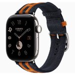 Apple Watch Hermes Series 12 42mm, трикотажный ремешок Rocabar Club сине-оранжевый