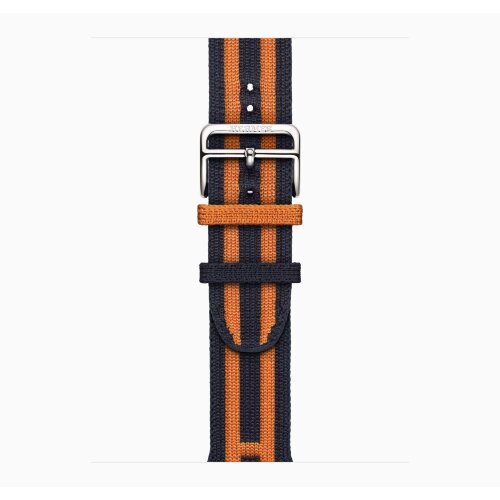 Apple Watch Hermes Series 12 42mm, трикотажный ремешок Rocabar Club сине-оранжевый