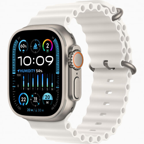 Apple Watch Ultra 3 49mm Titanium Case with White Ocean Band