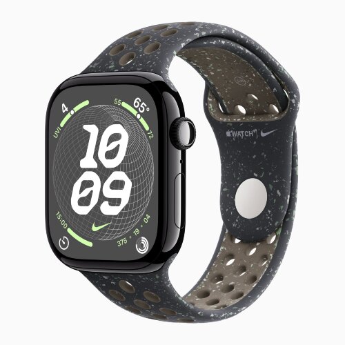 Apple Watch Series 10 46mm, Jet Black Aluminum Case with Nike Sport Band - Midnight Sky