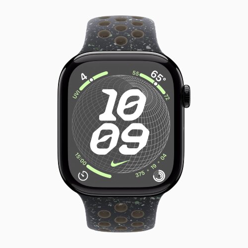 Apple Watch Series 10 46mm, Jet Black Aluminum Case with Nike Sport Band - Midnight Sky