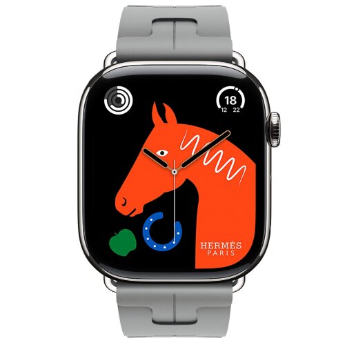 Apple Watch Hermes Series 10 46mm, спортивный ремешок Kilim серый
