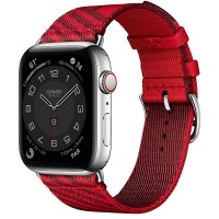Apple Watch Series 6 Hermes 44 мм, яркий ремешок из нейлона красный с бордовым