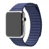 Кожаный магнитный ремешок для Apple Watch 42mm синий Medium