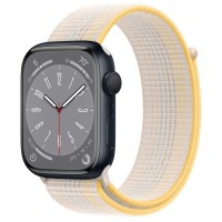 Apple Watch Series 8 45mm, Midnight Aluminum Case with Sport Loop - Starlight