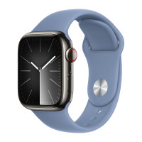 Apple Watch Series 9 41mm, Graphite Stainless Steel Case with Sport Band - Winter Blue