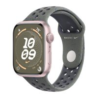 Apple Watch Series 9 45mm, Pink Aluminum Case with Nike Sport Band - Cargo Khaki