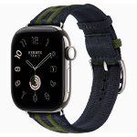 Apple Watch Hermes Series 12 42mm, трикотажный ремешок Rocabar Club сине-зеленый