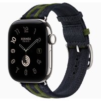 Apple Watch Hermes Series 12 42mm, трикотажный ремешок Rocabar Club сине-зеленый