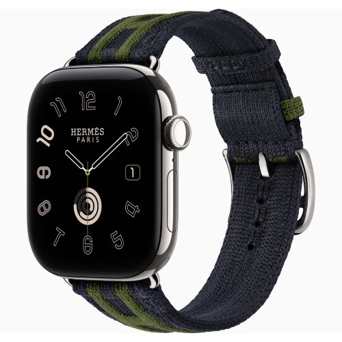 Apple Watch Hermes Series 12 42mm, трикотажный ремешок Rocabar Club сине-зеленый