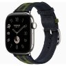 Apple Watch Hermes Series 12 42mm, трикотажный ремешок Rocabar Club сине-зеленый