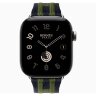 Apple Watch Hermes Series 12 42mm, трикотажный ремешок Rocabar Club сине-зеленый