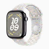 Apple Watch Series 10 46mm, Jet Black Aluminum Case with Nike Sport Band - Pure Platinum