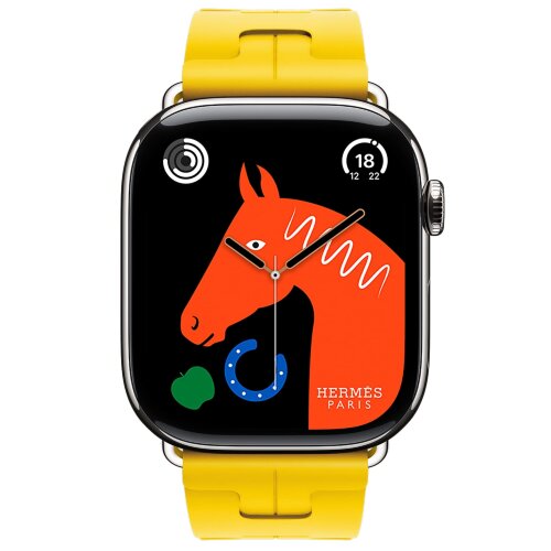 Apple Watch Hermes Series 10 46mm, спортивный ремешок Kilim желтый