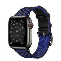 Apple Watch Series 6 Hermes 40 мм, яркий ремешок из текстиля черный с синем