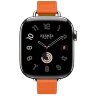 Apple Watch Hermes Series 11 42mm, тонкий кожаный ремешок темно-оранжевого цвета