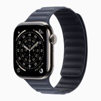 Apple Watch Series 11 42mm, Natural Titanium Case with Magnetic Link - Navy
