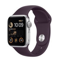 Apple Watch SE (2022) 40mm, Silver Aluminum Case with Sport Band - Elderberry