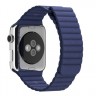Кожаный магнитный ремешок для Apple Watch 42mm синий Large