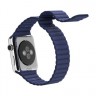 Кожаный магнитный ремешок для Apple Watch 42mm синий Large