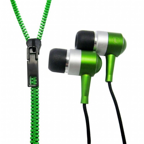 Наушники молния с микрофоном DF Rock-01, зеленые