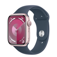 Apple Watch Series 9 41mm, Pink Aluminum Case with Sport Band - Storm Blue