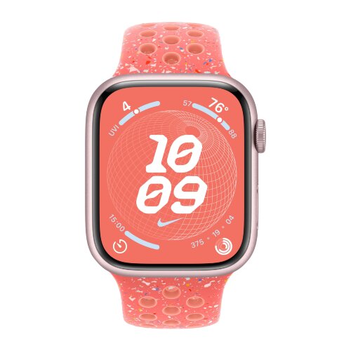 Apple Watch Series 9 45mm, Pink Aluminum Case with Nike Sport Band - Magic Ember
