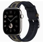 Apple Watch Hermes Series 12 46mm, трикотажный ремешок Rocabar Club сине-серый