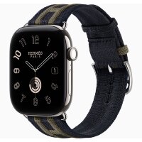 Apple Watch Hermes Series 12 46mm, трикотажный ремешок Rocabar Club сине-серый