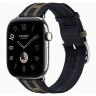 Apple Watch Hermes Series 12 46mm, трикотажный ремешок Rocabar Club сине-серый